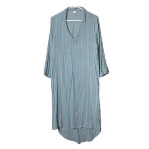 Poetry light blue crinkle cotton popover shirt dress womens 4